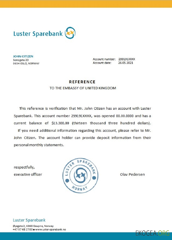 Norvège , Luster Sparebank , reference